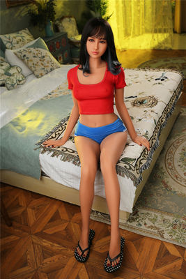 kaufen US-Stock TPE dünne Erwachsene Sexpuppe lebensgroße Chinesische Sportliche Kurze schwarze Haare Kleine Bobs mit dunkel gebräunten Haut Online-Herstellung