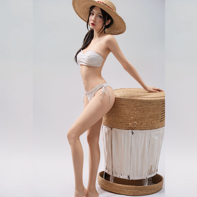 kaufen Realistische 160cm Puppe asiatische mittlere Brüste lange schwarze Haare schlanke Beine Sexpuppe mit weißem Spitzen-BH und Unterwäsche Online-Herstellung